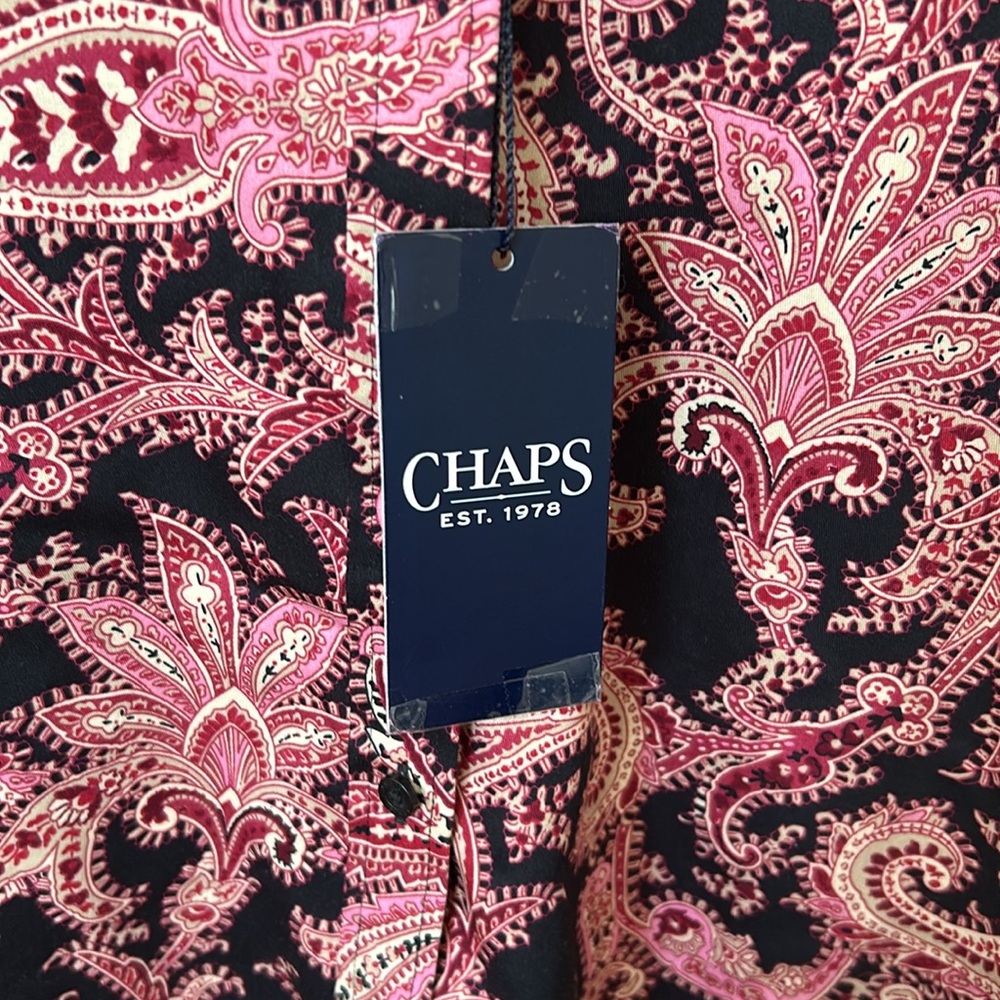 NWT Chaps Classic Paisley No Iron Button up Shirt. Women 2X - Picture 7 of 8